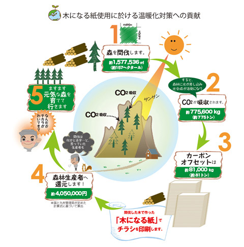 木になる紙使用に於ける温暖化対策への貢献