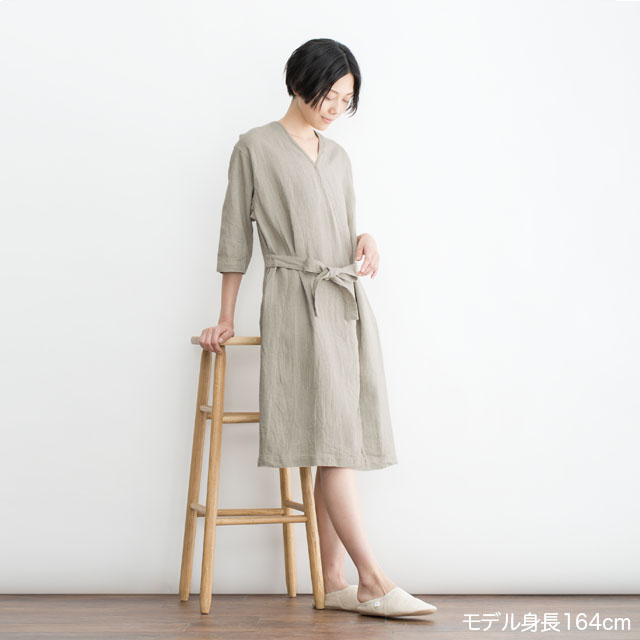 安心の国内縫製 リネン バスローブ リネン100 エコデパジャパン